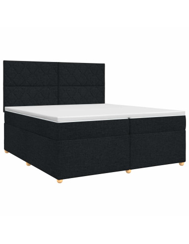 Letto box spring con materasso Nero 200 x 200 cm Tessuto