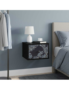 Mobiletto da comodino a parete DOKKUM 2 pz Rovere Nero