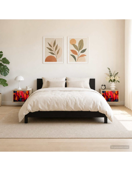 Mobiletto da comodino a parete HEESCH 2 pz Rovere Sonoma