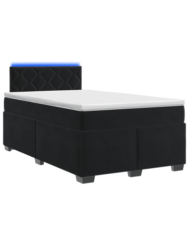Letto con Box Spring, Materasso e LED Nero 120 x 190 cm Velluto