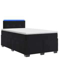 Letto con Box Spring, Materasso e LED Nero 120 x 190 cm Velluto