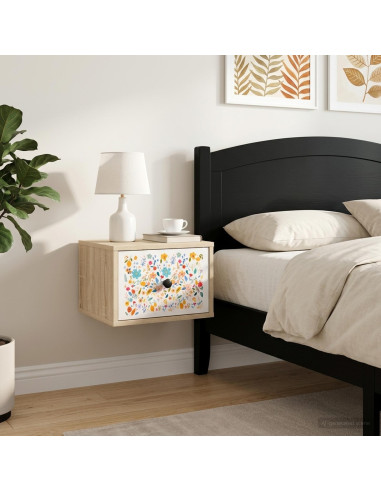 Mobiletto da comodino a parete MAINZ 2 pz Rovere Sonoma
