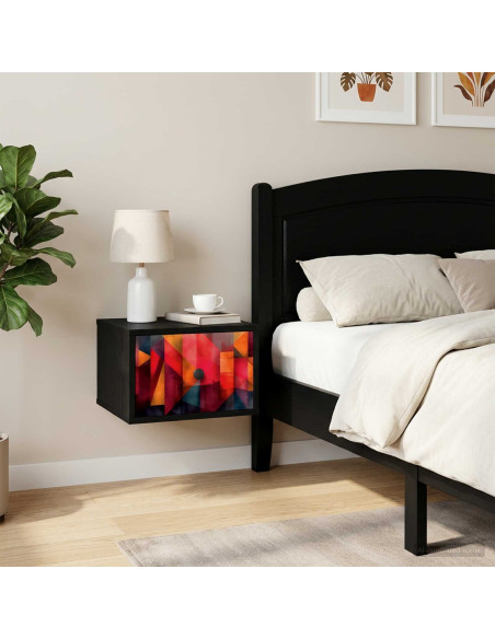 Mobiletto da comodino a parete HEESCH 2 pz Rovere Nero