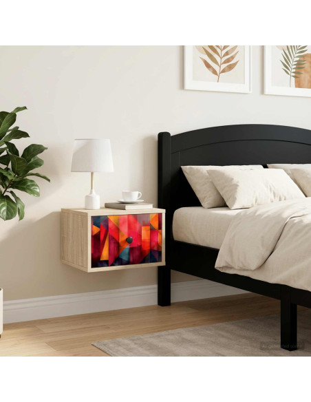 Mobiletto da comodino a parete HEESCH 2 pz Rovere Sonoma