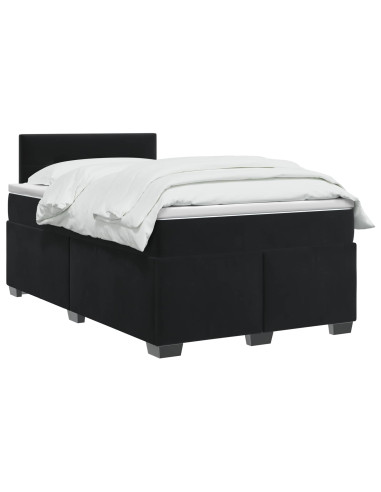 Letto con Box Spring, Materasso e LED Nero 120 x 190 cm Velluto