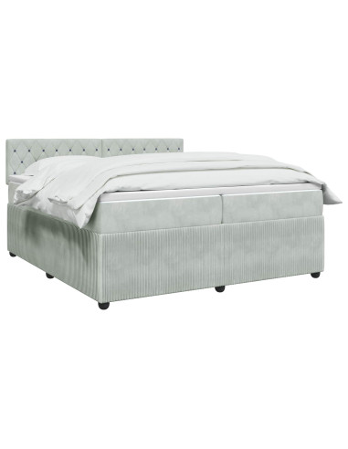 Letto box spring con materasso Grigio Chiaro 200 x 200 cm