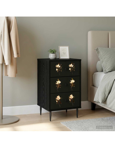 Armadio da Notte BREMEN Rovere Nero 36 x 33 x 61 cm