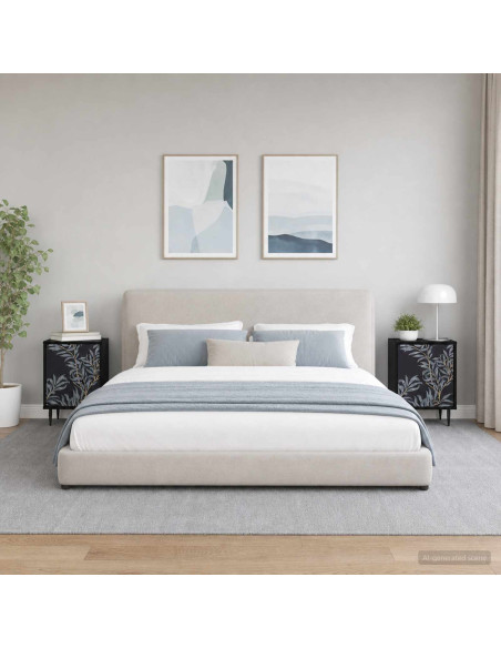 Armadio da Notte DOKKUM 2 pz Rovere Nero 36 x 33 x 51 cm