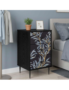 Armadio da Notte DOKKUM 2 pz Rovere Nero 36 x 33 x 61 cm