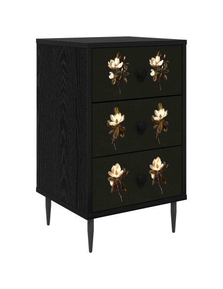 Armadio da Notte BREMEN Rovere Nero 36 x 33 x 61 cm