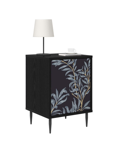 Armadio da Notte DOKKUM 2 pz Rovere Nero 36 x 33 x 51 cm