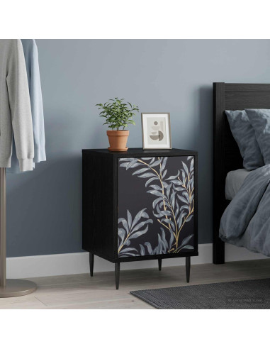 Armadio da Notte DOKKUM 2 pz Rovere Nero 36 x 33 x 51 cm