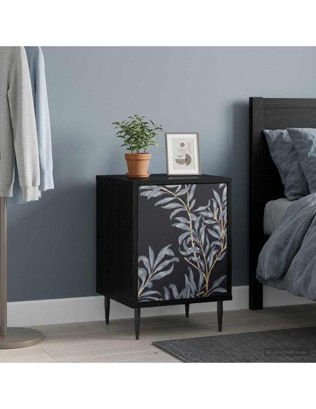 Armadio da Notte DOKKUM 2 pz Rovere Nero 36 x 33 x 51 cm