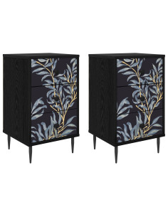 Armadio da Notte DOKKUM 2 pz Rovere Nero 36 x 33 x 61 cm 2