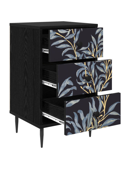 Armadio da Notte DOKKUM 2 pz Rovere Nero 36 x 33 x 61 cm