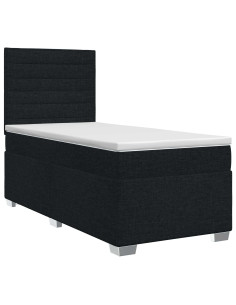 Letto box spring con materasso Nero 90 x 200 cm Tessuto