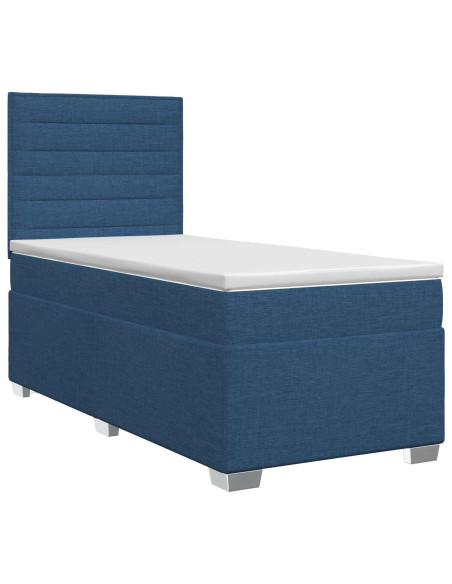 Letto box spring con materasso Blu 90 x 190 cm Tessuto