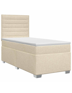 Letto box spring con materasso Crema 90 x 190 cm Tessuto