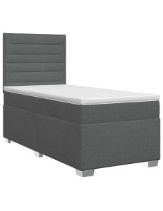 Letto box spring con materasso Grigio Scuro 90 x 190 cm Tessuto
