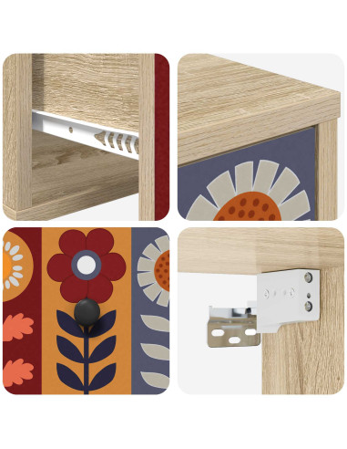 Mobiletto da comodino a parete ESSEN 2 pz Rovere Sonoma