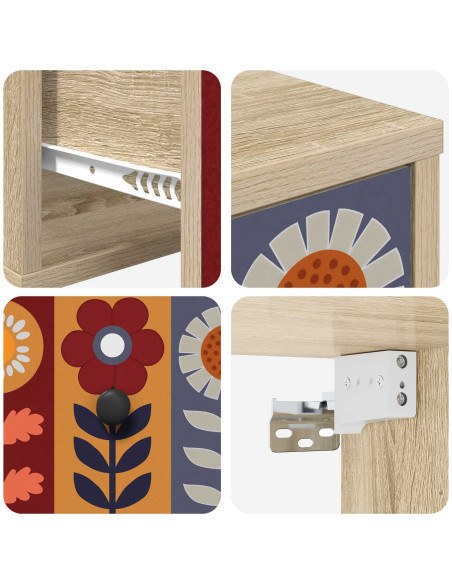 Mobiletto da comodino a parete ESSEN 2 pz Rovere Sonoma