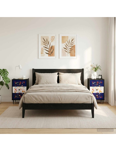 Armadio da Notte MAINZ 2 pz Rovere Nero 36 x 33 x 61 cm