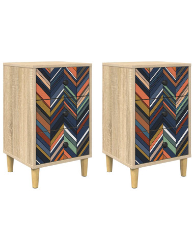 Armadio da Notte OMMEN 2 pz Rovere Sonoma 36 x 33 x 60 cm