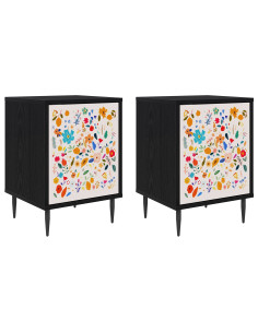 Armadio da Notte MAINZ 2 pz Rovere Nero 36 x 33 x 51 cm 2