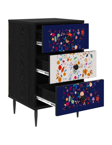 Armadio da Notte MAINZ Rovere Nero 36 x 33 x 61 cm
