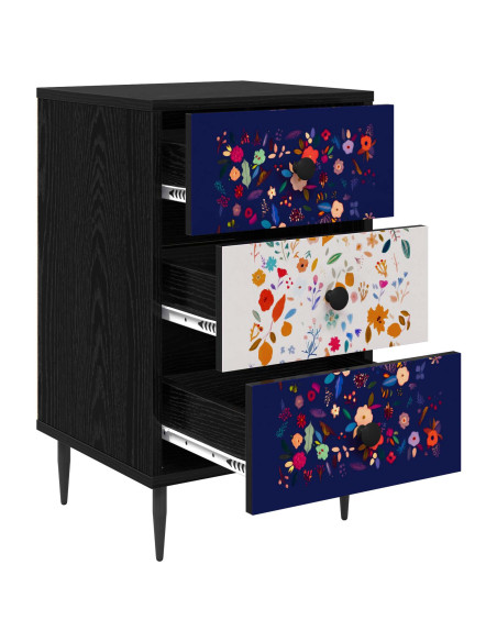 Armadio da Notte MAINZ Rovere Nero 36 x 33 x 61 cm