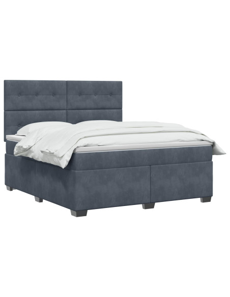 Letto box spring con materasso Grigio Scuro 140 x 200 cm