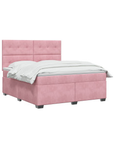 Letto box spring con materasso Rosa 140 x 200 cm Velluto 2