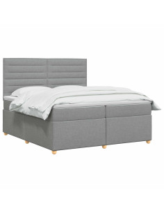Letto box spring con materasso Grigio Chiaro 200 x 200 cm 2