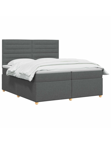 Letto box spring con materasso Grigio Scuro 200 x 200 cm