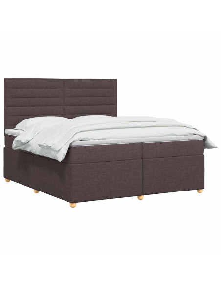 Letto box spring con materasso Marrone Scuro 200 x 200 cm