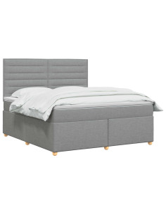 Letto box spring con materasso Grigio Chiaro 160 x 200 cm 2