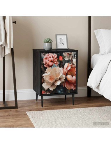 Armadio da Notte BORNE 2 pz Rovere Nero 36 x 33 x 51 cm