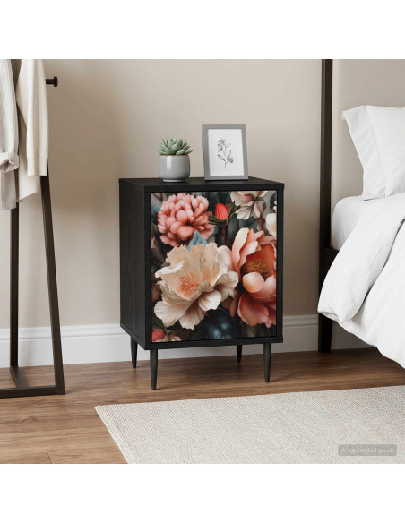 Armadio da Notte BORNE 2 pz Rovere Nero 36 x 33 x 51 cm