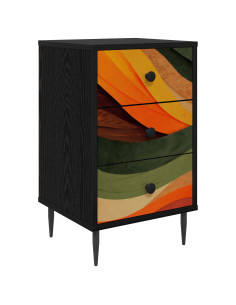 Armadio da Notte BONN Rovere Nero 36 x 33 x 61 cm