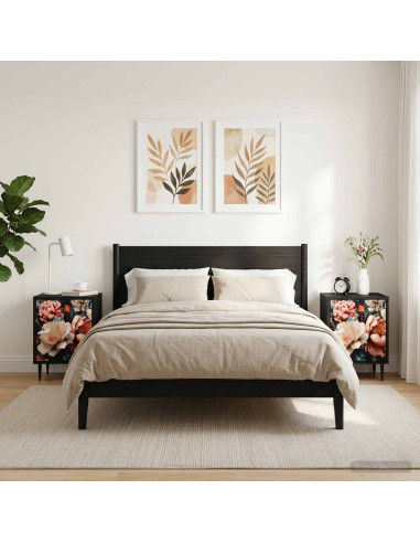 Armadio da Notte BORNE 2 pz Rovere Nero 36 x 33 x 51 cm