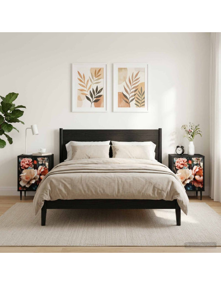 Armadio da Notte BORNE 2 pz Rovere Nero 36 x 33 x 51 cm