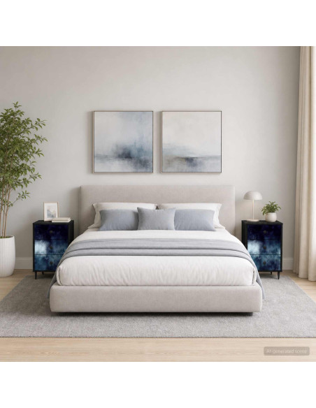 Armadio da Notte RAALTE 2 pz Rovere Nero 36 x 33 x 61 cm