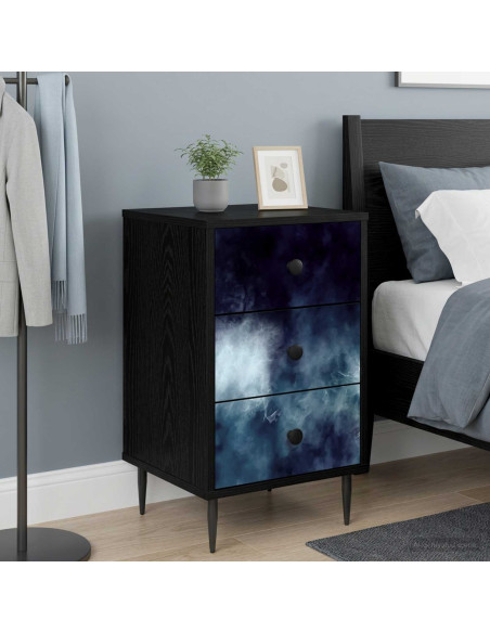 Armadio da Notte RAALTE 2 pz Rovere Nero 36 x 33 x 61 cm