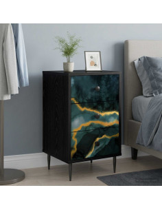 Armadio da Notte WIJHE 2 pz Rovere Nero 36 x 33 x 61 cm