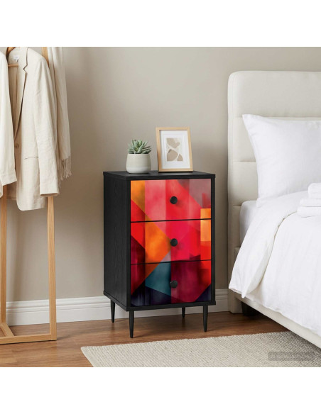 Armadio da Notte HEESCH 2 pz Rovere Nero 36 x 33 x 61 cm