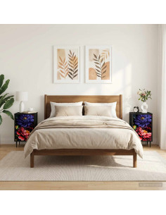 Armadio da Notte KIEL 2 pz Rovere Nero 36 x 33 x 61 cm