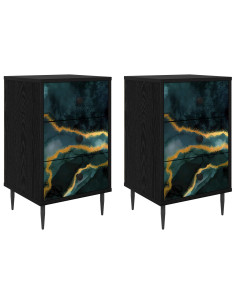 Armadio da Notte WIJHE 2 pz Rovere Nero 36 x 33 x 61 cm 2