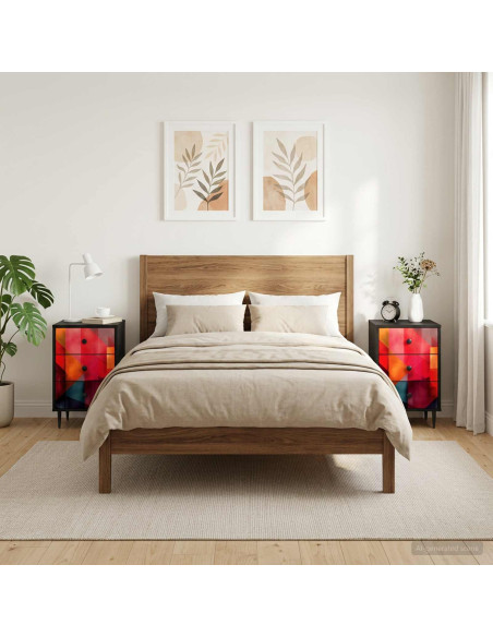 Armadio da Notte HEESCH 2 pz Rovere Nero 36 x 33 x 61 cm