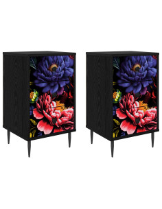 Armadio da Notte KIEL 2 pz Rovere Nero 36 x 33 x 61 cm 2