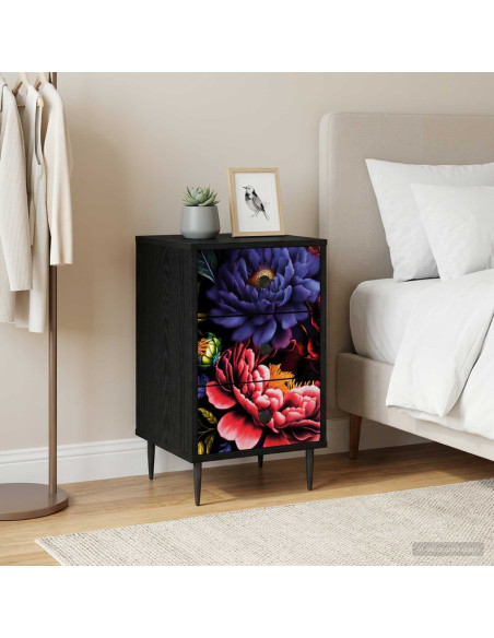 Armadio da Notte KIEL 2 pz Rovere Nero 36 x 33 x 61 cm